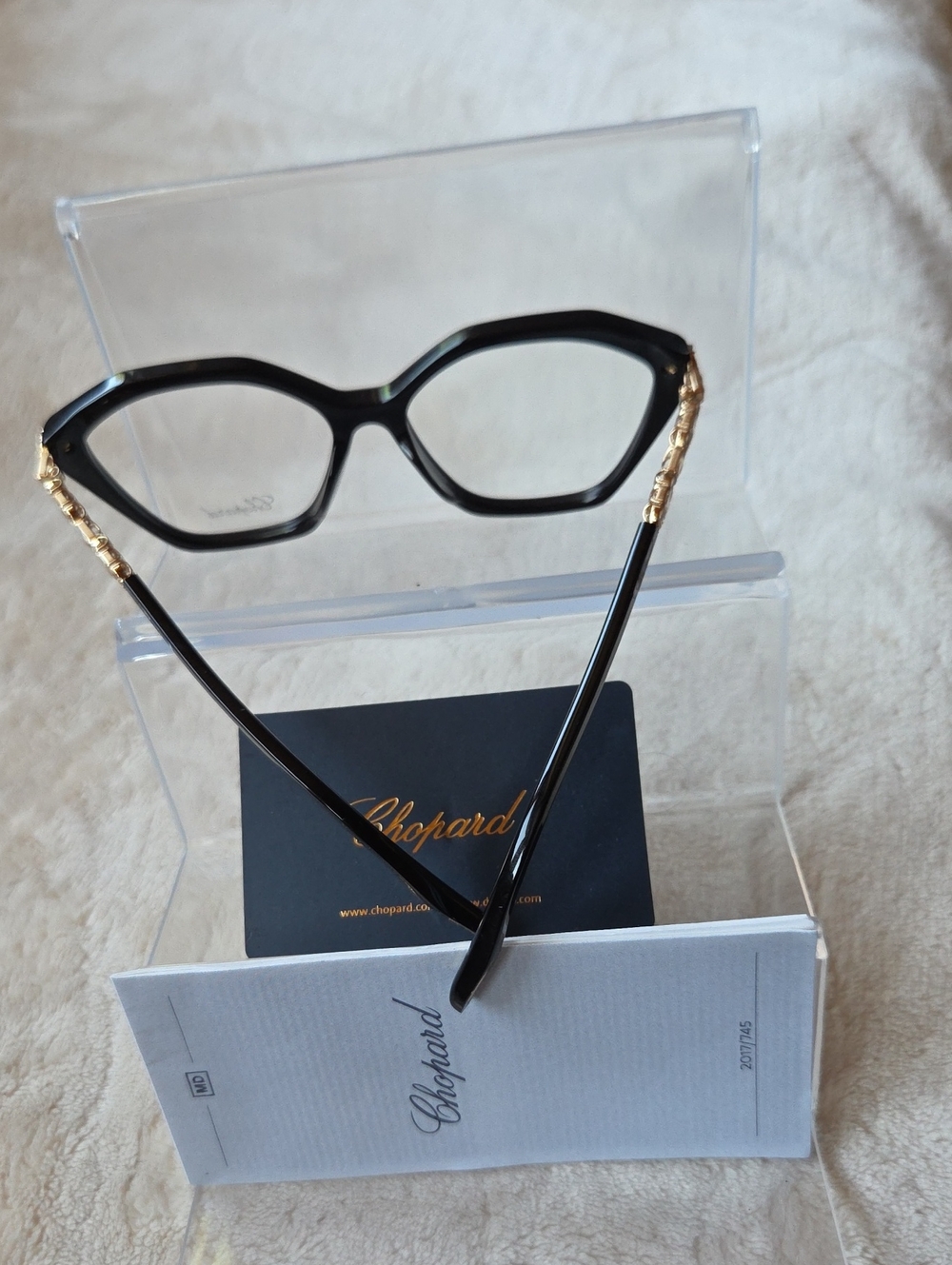 Chopard Luxury Black Women's Optical Glasses with Gold Temples - Picture 9 of 11